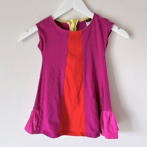 Tea Pink and Red Cotton Dress